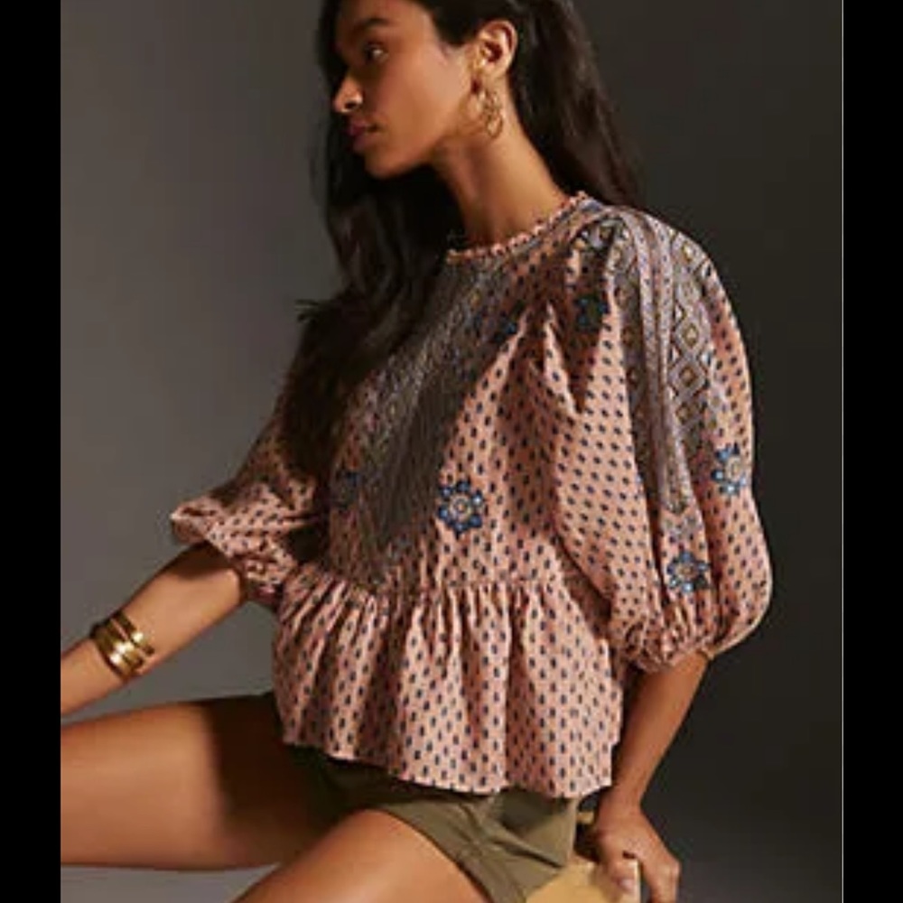 Anthropologie peasant top/ boho- size XS